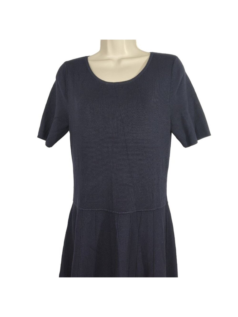 Talbots Blue Fit And Flare Knit Dress Women Size LP Work Casual Short Sleeve - Picture 3 of 7